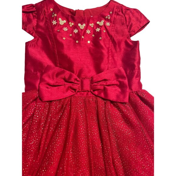 Disney Parks Red Holiday Minnie Mouse Dress Girls Size 2 Excellent Like New cond - Picture 3 of 6